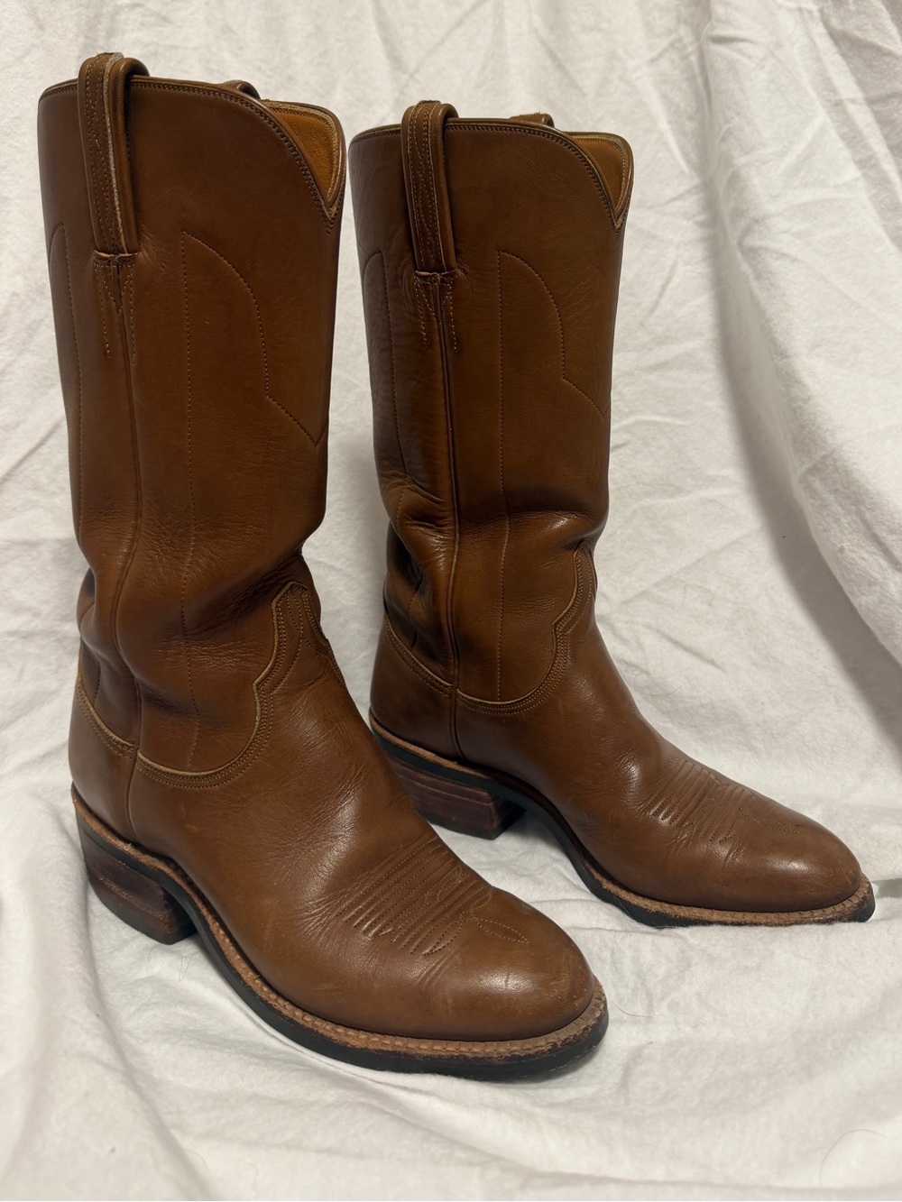 Lucchese San Antonio women's Brown Leather Cowboy Boots crafted in 1981 size 7B